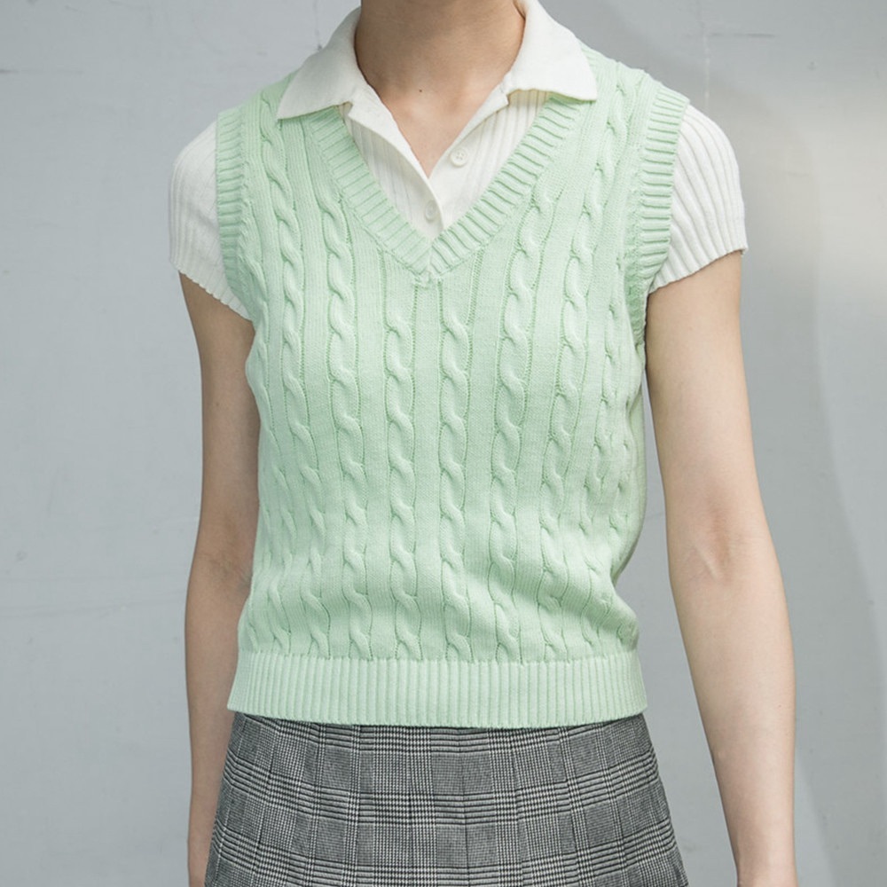 brandy melville green marlena vest